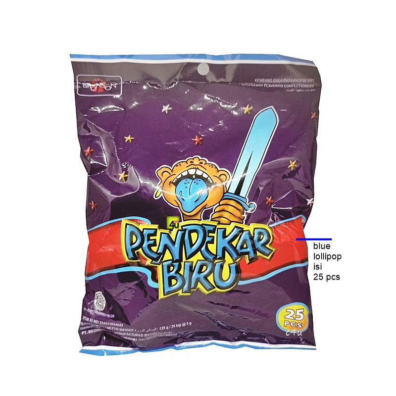 

Bronson PENDEKAR BIRU - Raspberry Flavour Lollipop - Isi 25 bks