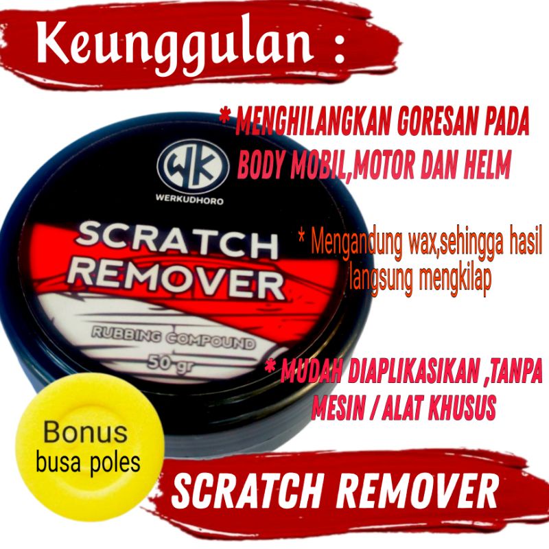 Rubbing compound kompon poles penghilang baret,lecet,gores body mobil,motor,helm scratch remover WK