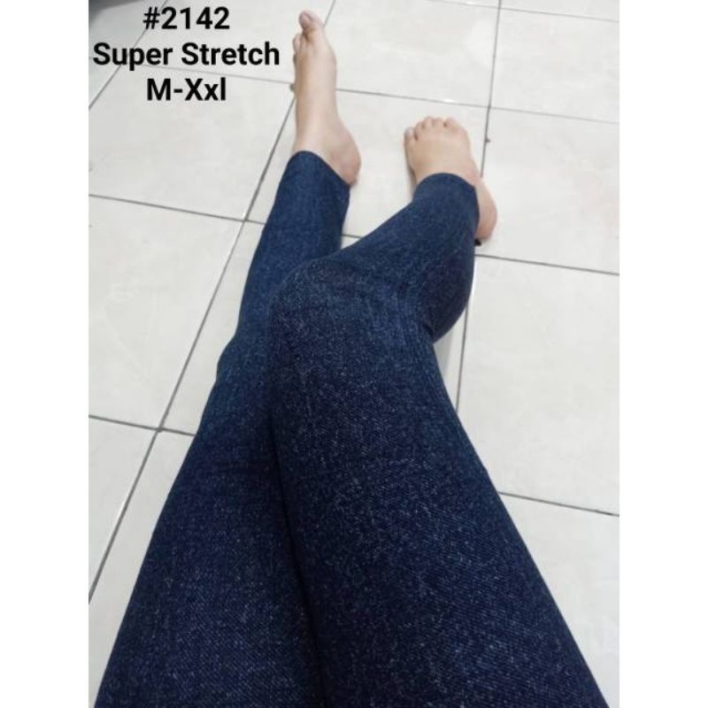 Celana Jeans Legging Wanita Stretch Premium Fit S-XXL (Bb 40-80 Kg) Jumbo