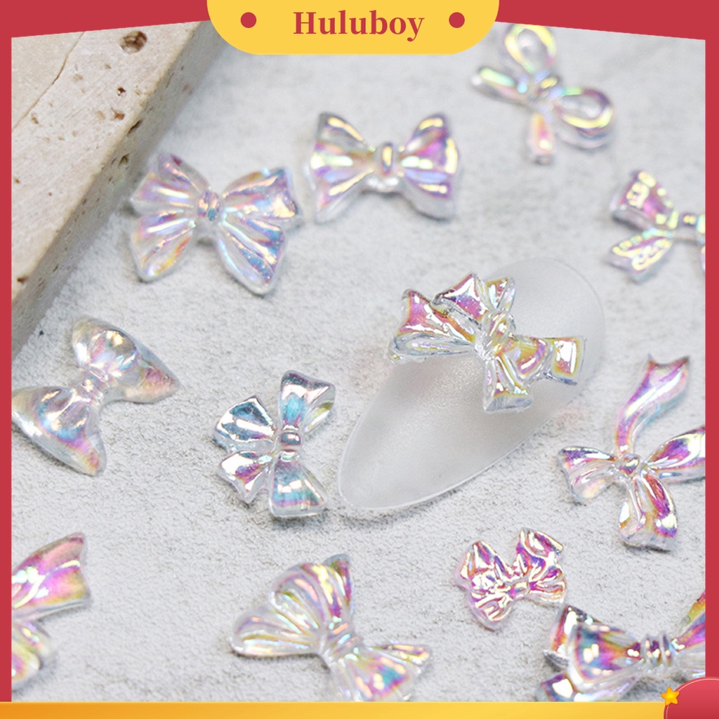 Huluboy Huluboy♡ 50 Pcs Ornamen Pita 3D Warna Aurora Untuk Dekorasi Nail Art Charms