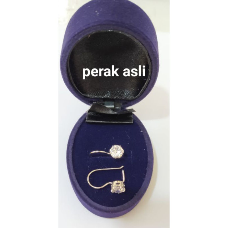 Anting Desy, perak 925, sepuh emas putih