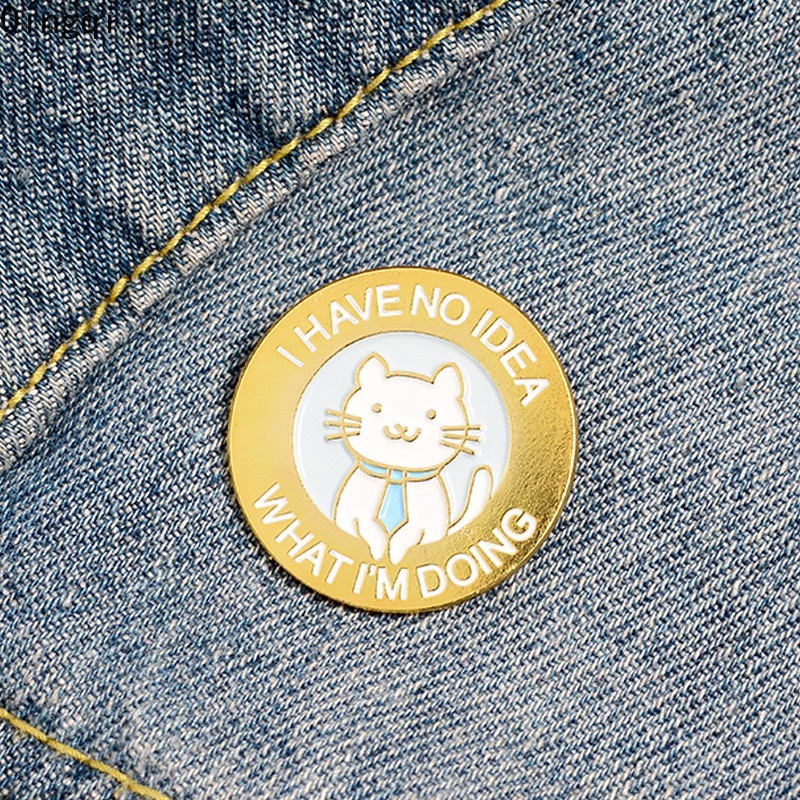 Bros Pin Enamel Desain Kartun Hewan Kucing Untuk Kerah Kemeja