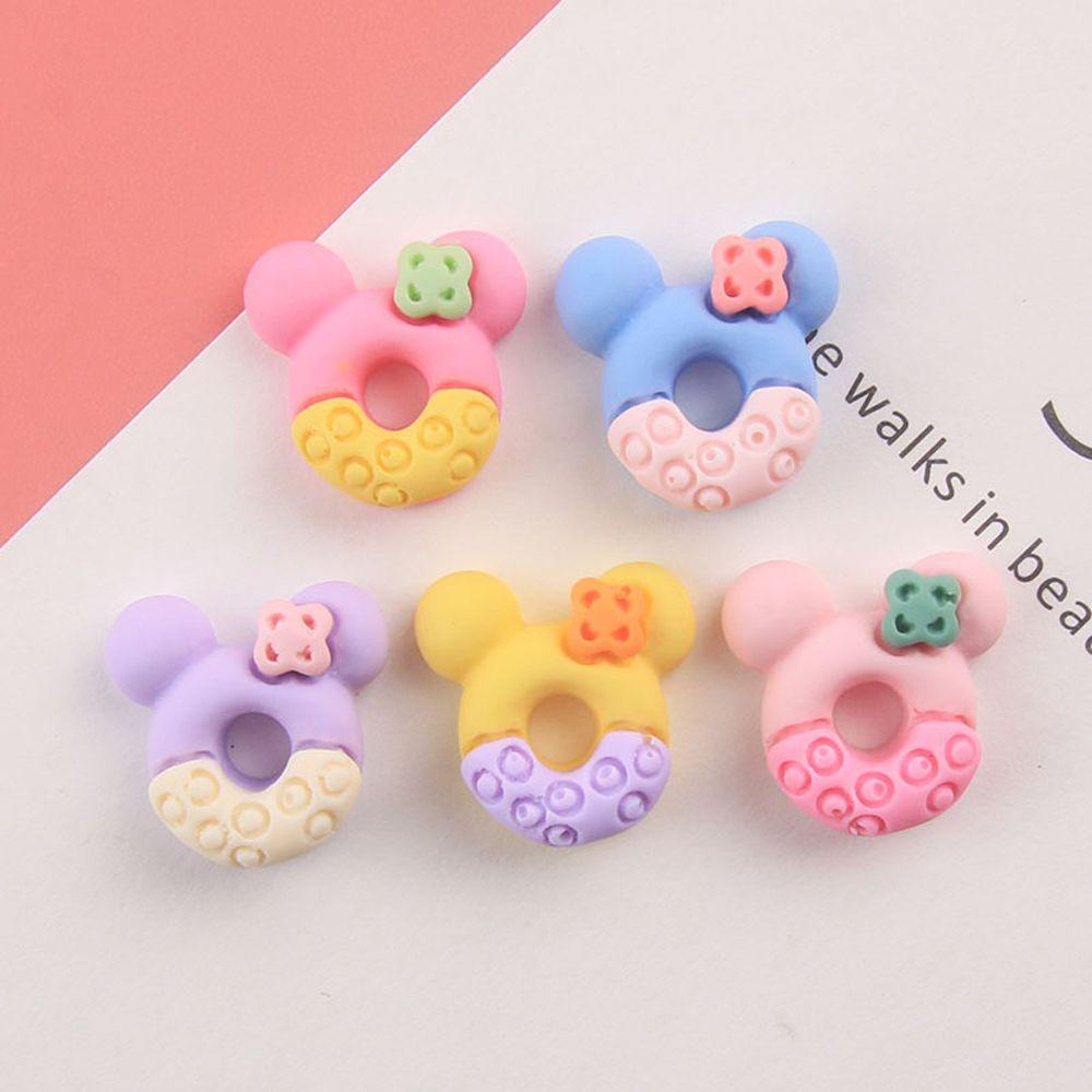 Mxbeauty Pesona Kuku Donat Lucu Permen Warna Resin Flatback DIY Perlengkapan Kerajinan Mickey Mouse Manicure Aksesoris