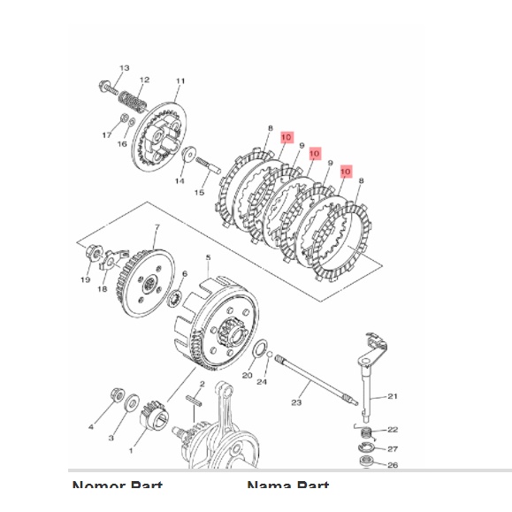 besi plat gesek kopling byson karbu fi - r15 lama old v2 original ygp 45P-E6324-00