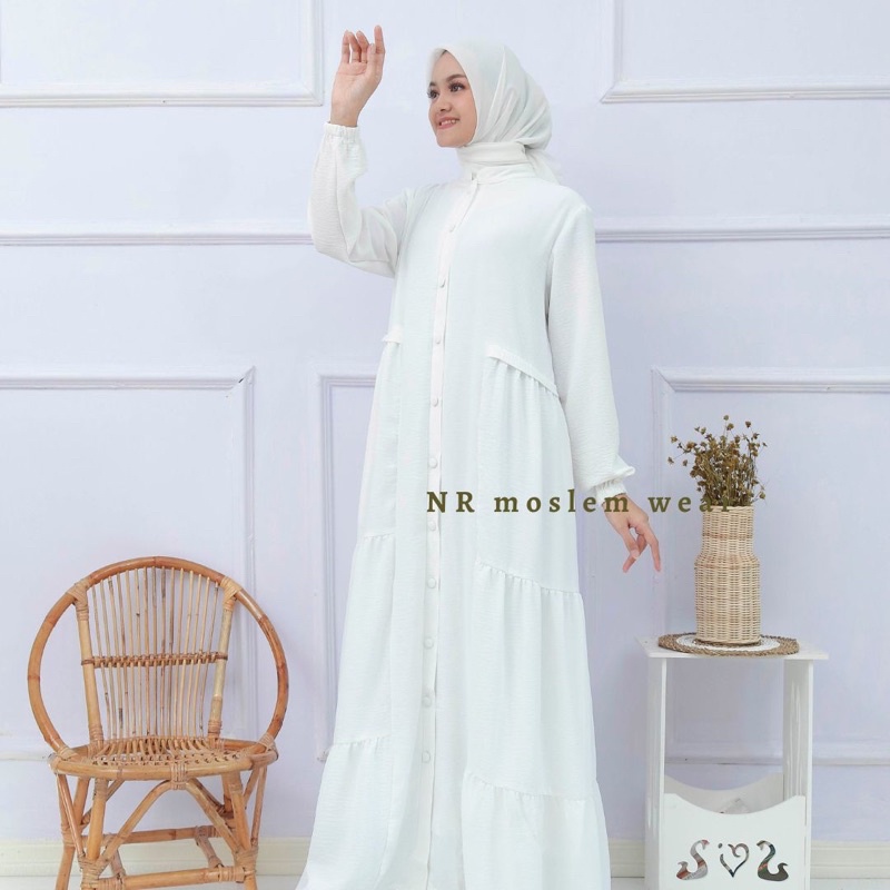 GAMIS ANNISA DRESS PUTIH WANITA HAJI UMROH , BAJU UMROH, GAMIS UMRAH PERLENGKAPAN HAJI UMROH