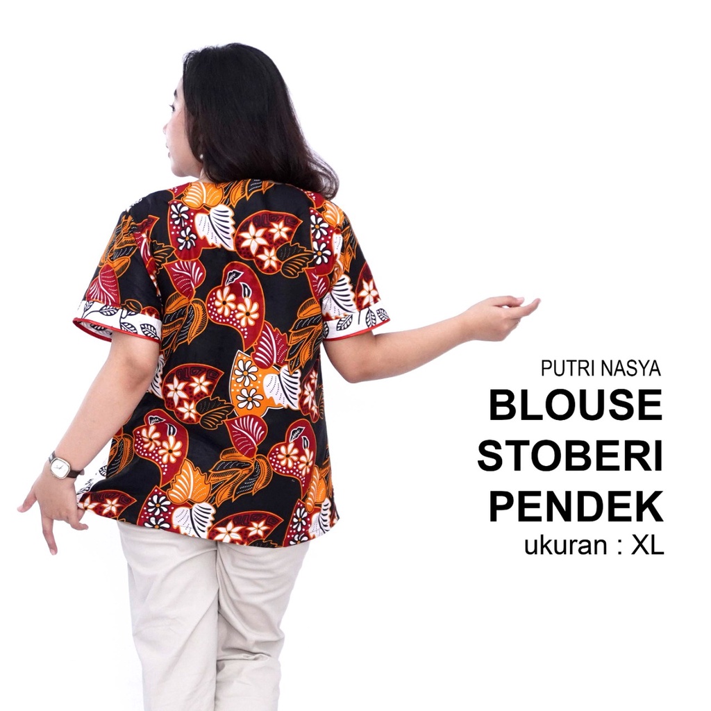 Blouse Big Size Wanita Atasan Batik Jumbo L-XL-2L-3L-4L-5L-6L-7L Model Blus Jumbo Kerja Batik