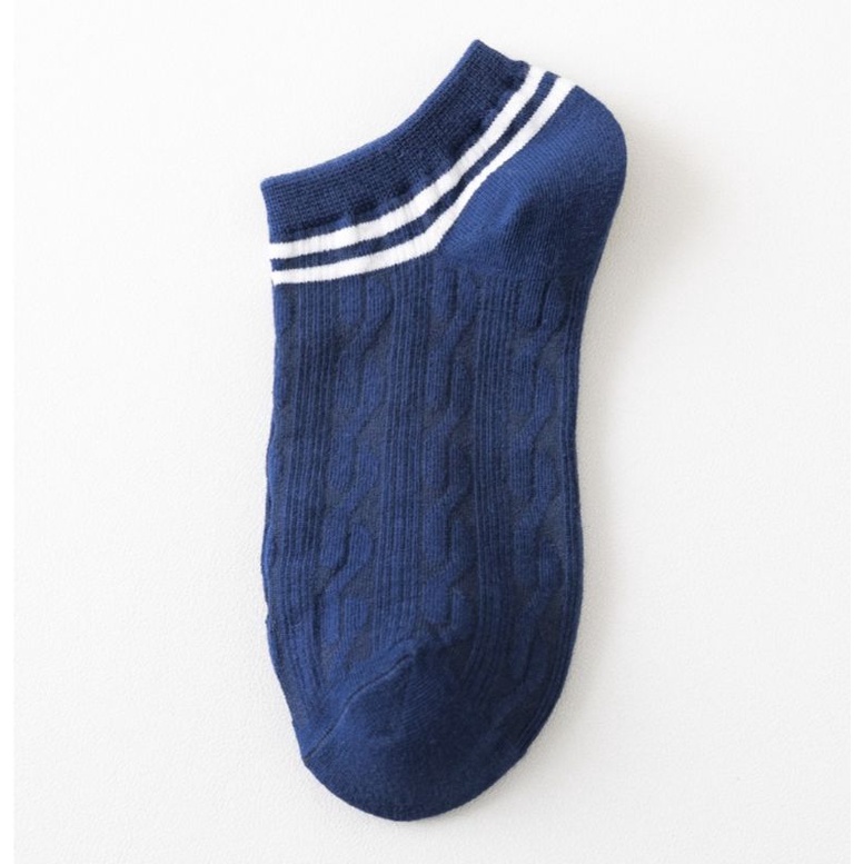 [ COD ] Kaos Kaki Wanita Pria Unisex Motif Garis Kotak Simple Polos Biru Dongker / Kaoskaki Wanita Pendek Semata Kaki / Kaos Kaki Korea Style-Biru