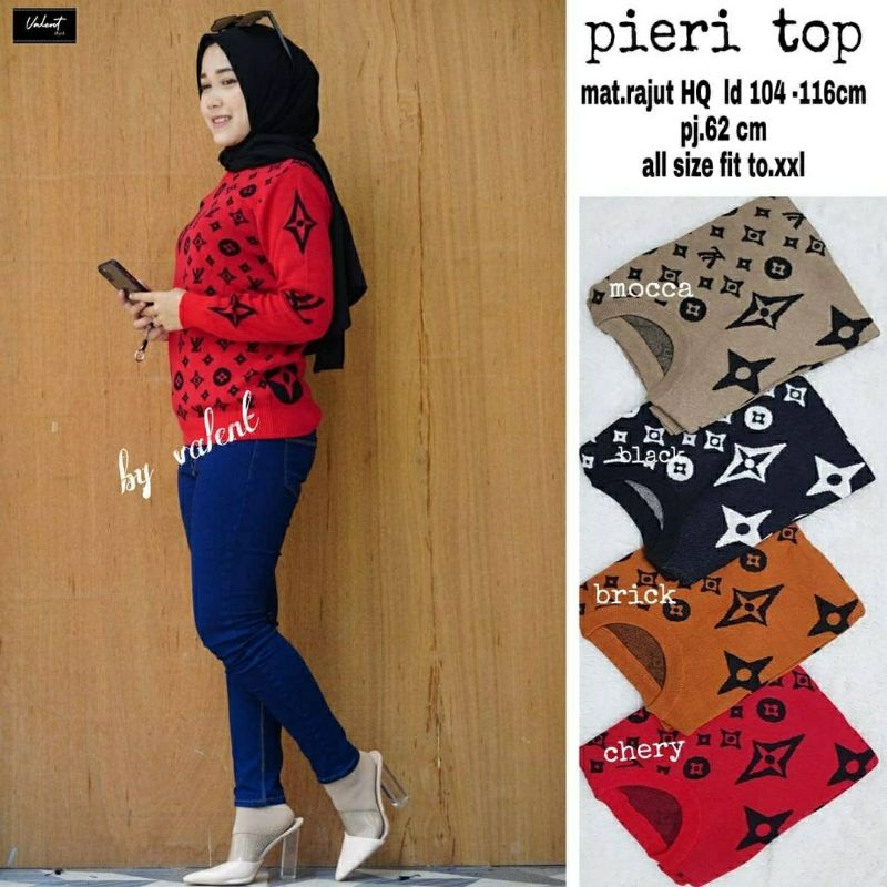 Pieri Top, TOP / ATASAN RAJUT WANITA SUPER CANTIK BAHAN RAJUT PREMIUM LD 104-124 MELAR TERMURAH OOTD KEKINIAN TERLARIS