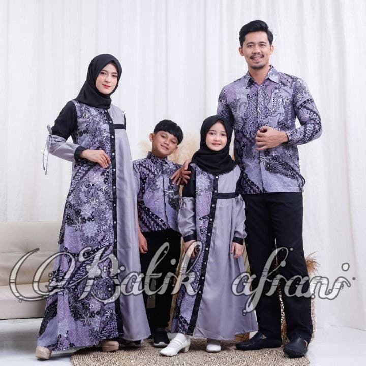 Batik Couple Keluarga Modern Terbaru 2022 Set Couple Batik Keluarga Gamis Jumbo Motif Albar