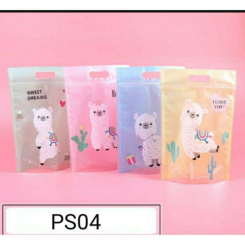 Plastik Kue Kemasan Kantong cookies Standing Pouch Zipper Motif lucu Kartun Christmas animal and cut