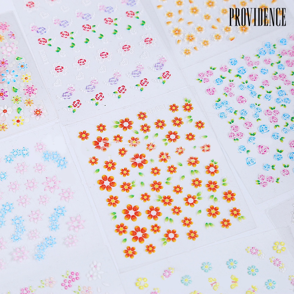 Providence 50Pcs/Set Fashion Flower Self-adhesive Nail Polish Sticker Decal Manicure Tools