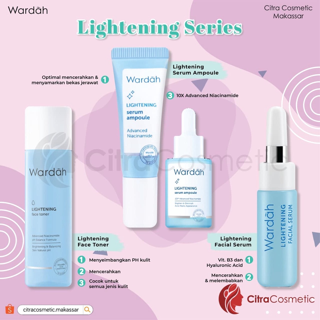 Wardah Lightening Series 125ML  | Day | Night Cream Face Serum Wash Foam Mask Scrub Toner Milk Cleanser Gentle Wash Micellar