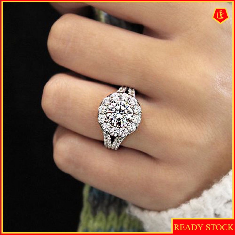 [Ready Stock]Micro-Inlaid round Moissanite Ring