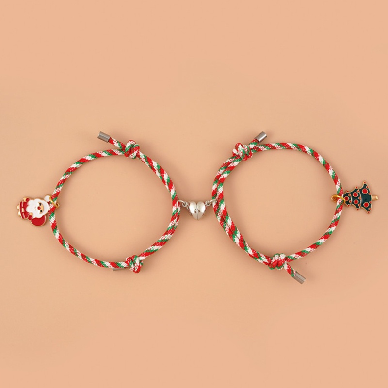 2pcs Gelang Tali Dengan Liontin Santa Claus Untuk Pasangan