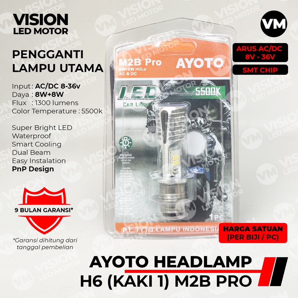 [AYOTO] LAMPU DEPAN H6/KAKI 1 LED M2B PRO AC/DC UNTUK MATIC / BEBEK
