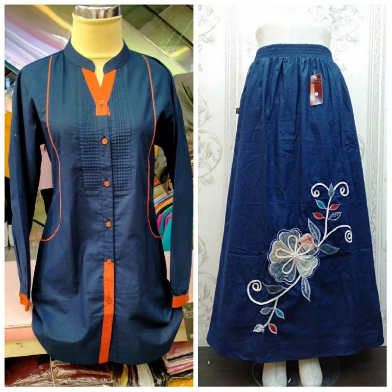 L_A SETCEL BLOUSE & ROK KATUN BORDIR /santri/santriwati/pondok