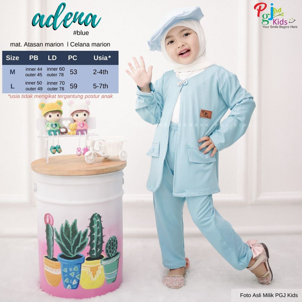 setelan anak perempuan 2-7 tahun mat lemon skin ori pgj | adena venya set-adena blue