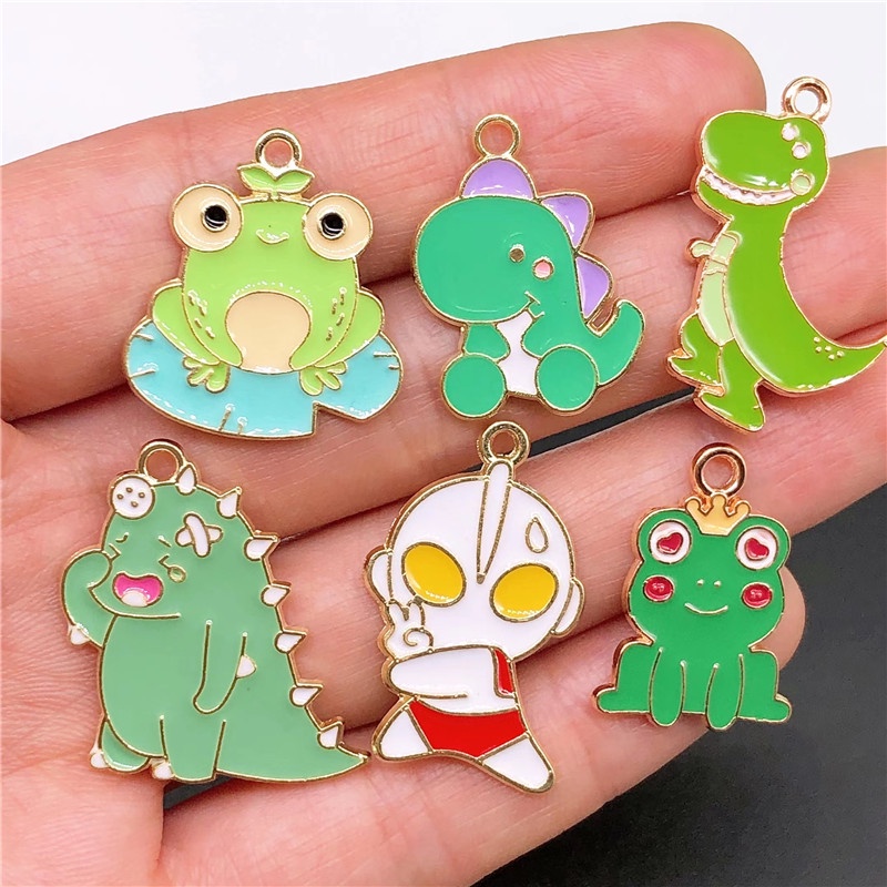 4pcs Liontin Enamel Bentuk Monster Dinosaurus Bahan Alloy Handmade Untuk Membuat Perhiasan