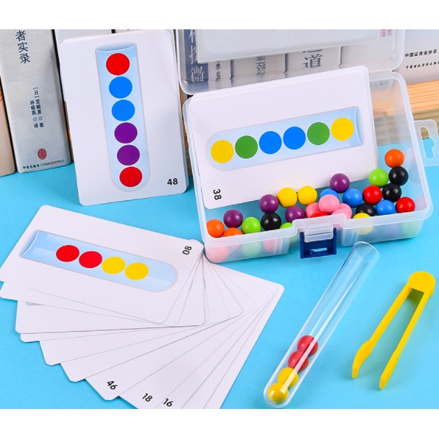 TUBE CLAMPING BALL / Mainan Edukasi Anak Montessori Toys Sorting Colorful Beads / Bola-Bola Kayu Manik-Manik Warna-Warni / Mainan Susun Urutan Warna Bola di Tabung Reaksi