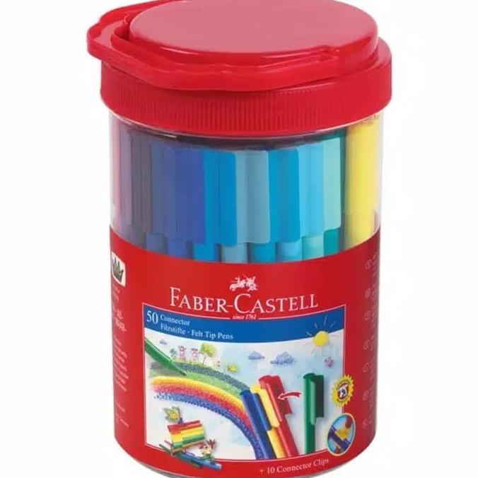 

PERALATAN MENGGAMBAR CONNECTOR PEN 50 WARNA FABER CASTELL JAR / TOPLES / SPIDOL MEWARNAI PERALATAN