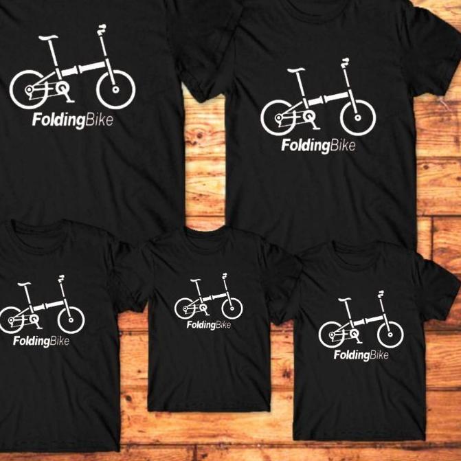 Kaos couple keluarga motif sepeda folding bike / kaos kapel family ayah ibu anak / baju kapelan suam