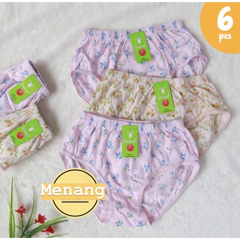 Celana Dalam Wanita Sablon Yutind 1lusin(12pcs) / Celana Dalam Murah / CD Wanita Bahan Katun Nyaman