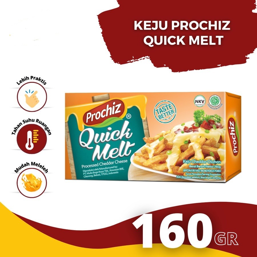 

CHEDDAR CHEESE QUICK MELT PROCHIZ 160GR KEJU CEDAR BLOCK OLAHAN