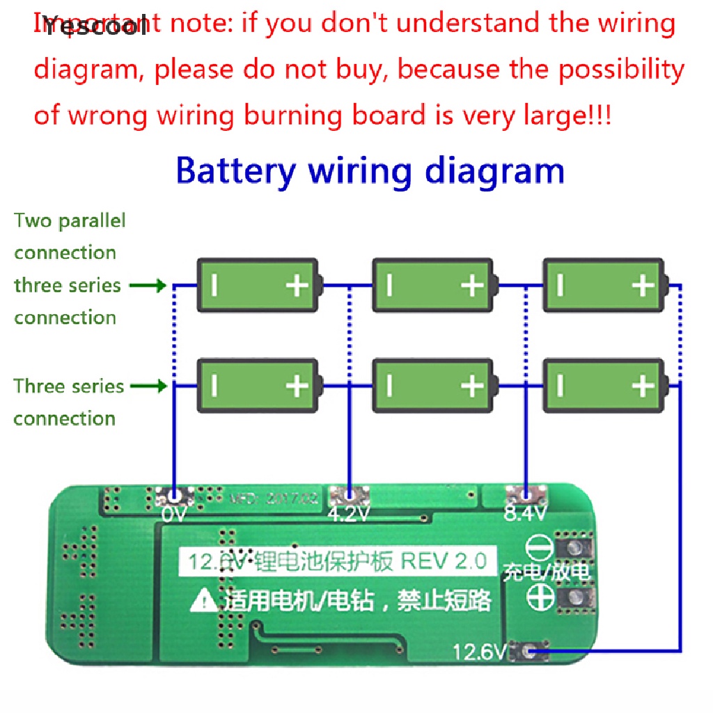 Yescool 3S 20A Li-ion Lithium 18650 Charger PCB BMS 12.6V