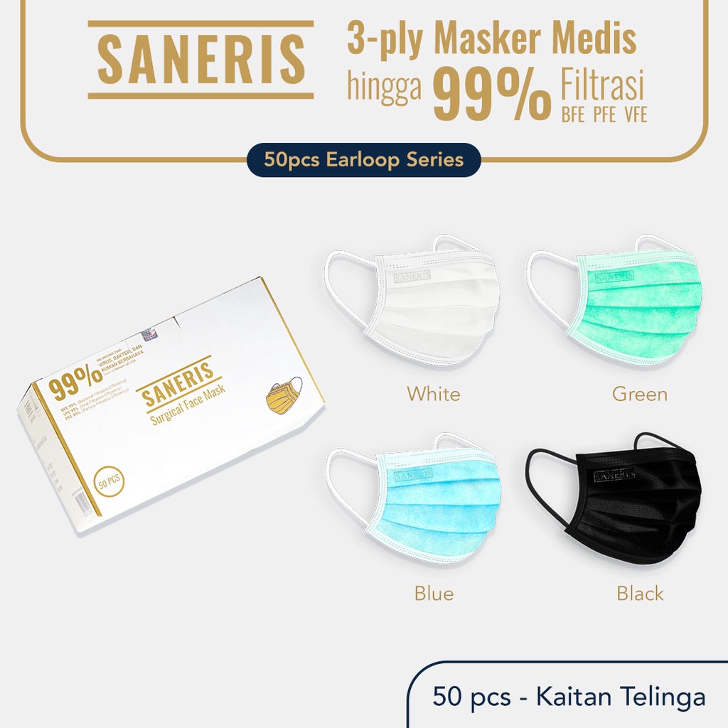 Saneris Masker Medis Earloop 50pcs 3Ply