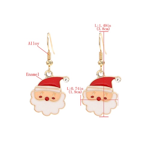 LRC Anting Gantung Fashion Christmas Alloy Dripping Santa's Elk Bell Earrings Q04662