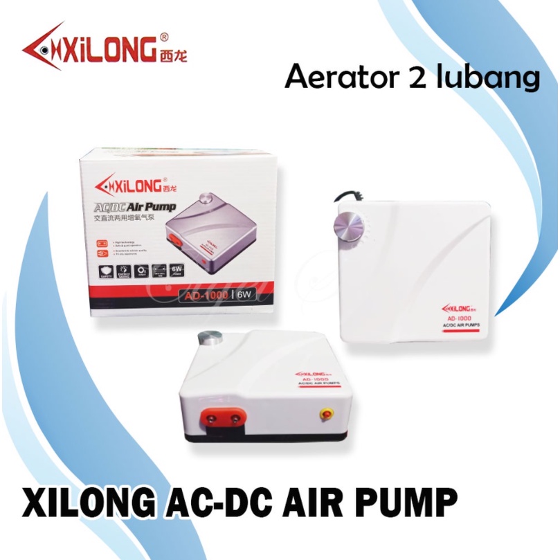 XILONG AD 1000 AD1000 AC DC Pompa Udara 2 dua lubang Air Pump Aerator Aquarium ACDC