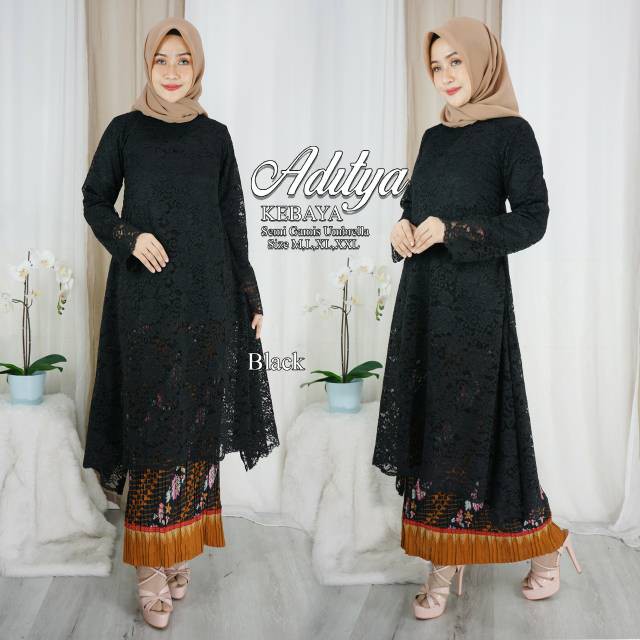 Tunik umbrella - set gamis kebaya brukat payung - kebaya modern terlaris- kebaya pesta dan kondangan