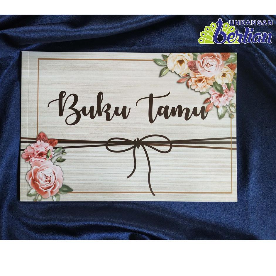 

g7✪Murah Buku Tamu Pernikahan Motif Pita Urat Kayu 72