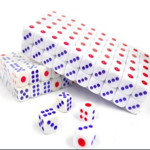 Dadu Plastik Warna Putih Ukuran 1.3cm x 1.3cm 13mm / Dadu mainan / dadu ular tangga minimal 10pcs