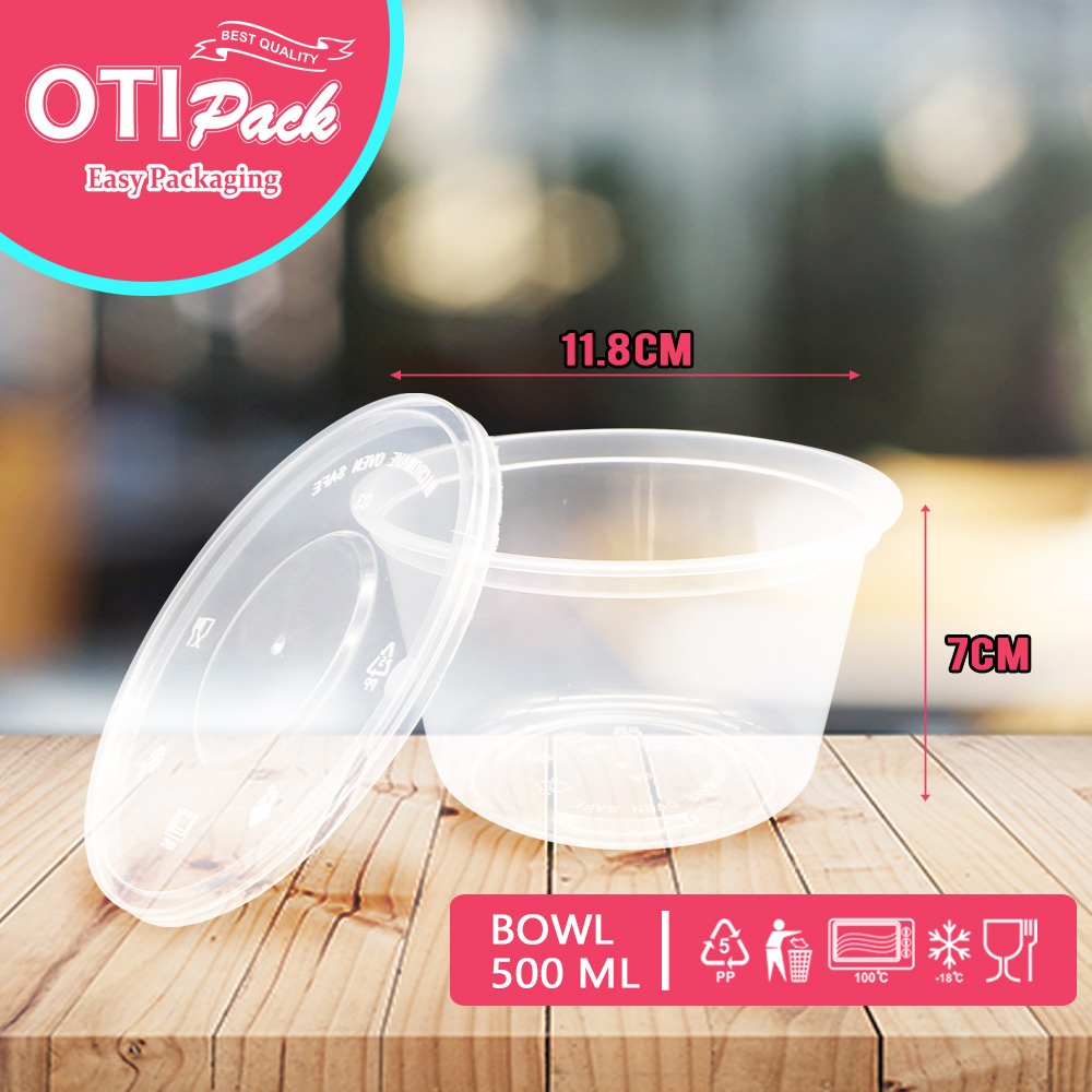 BISA RETUR! ISI 25PC Thinwall 500ML BOWL 12x8x7 CM / Tempat Makanan BULAT MANGKOK OTB 500 OTIPACK