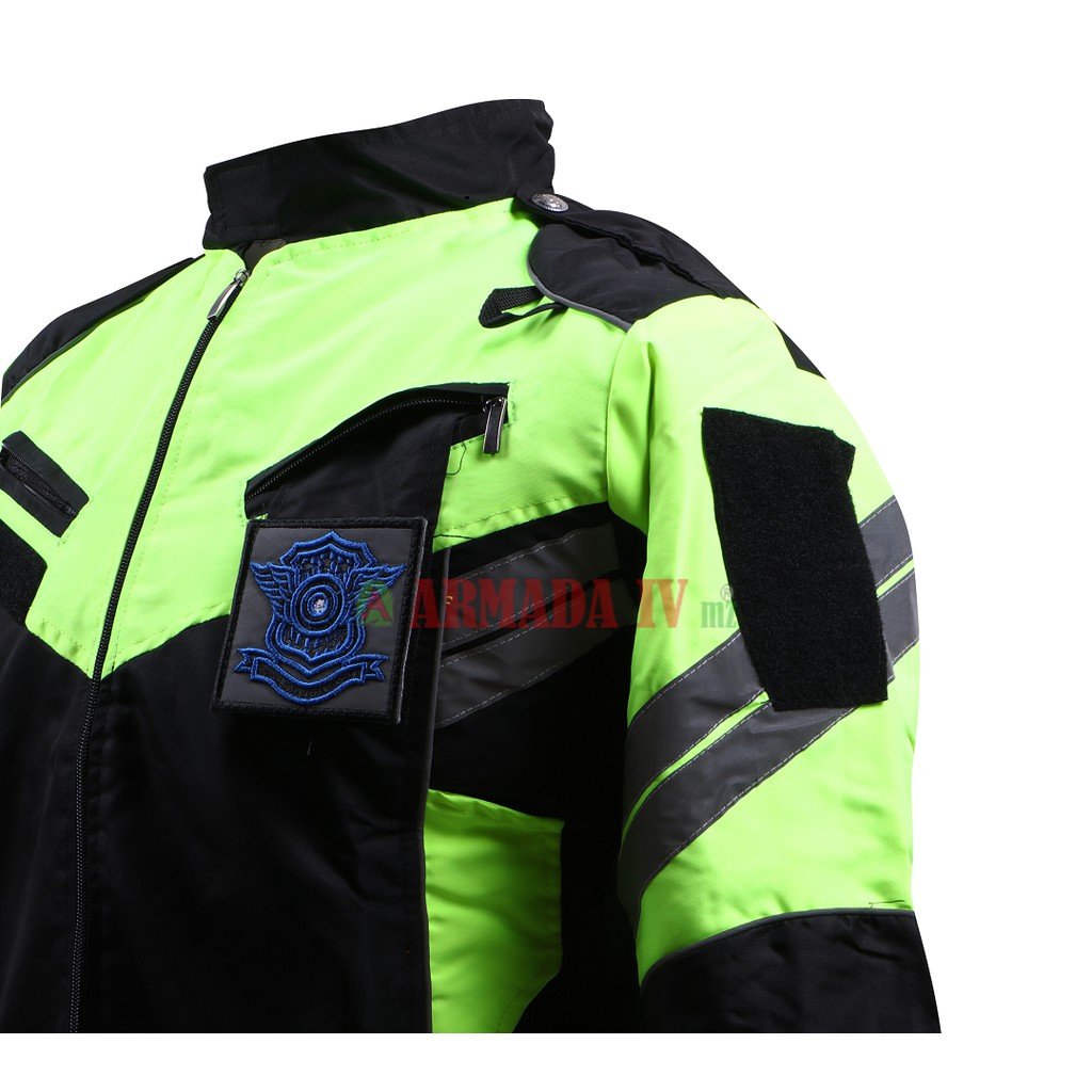 Jaket Parasut Waterproof Logo Lantas Hijau/Hitam