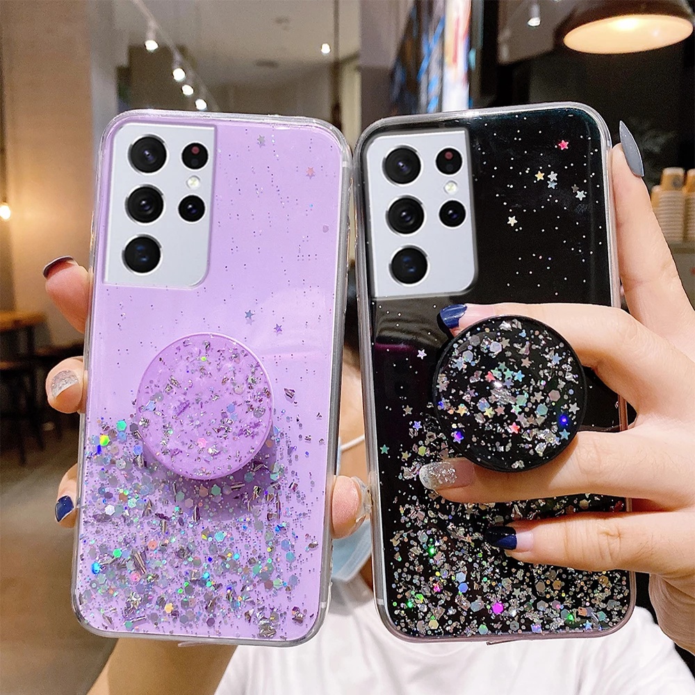 case glitter + pop socket Samsung S20 ultra