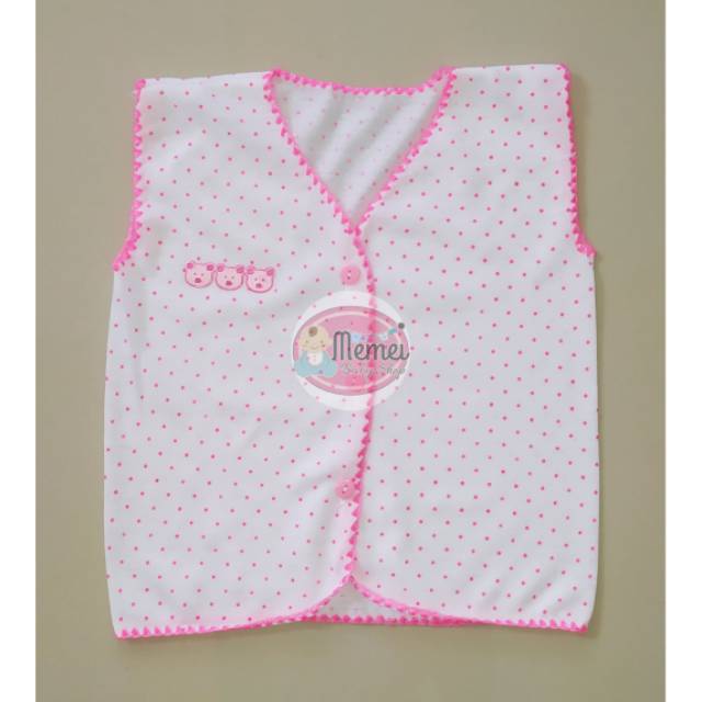 1 LUSIN (12 pcs) Baju bayi tanpa lengan POLKADOT halus lembut