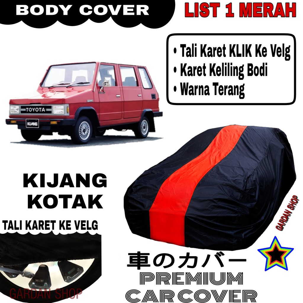 Body Cover KIJANG KOTAK List Single MERAH Sarung Mobil Penutup Kijang PREMIUM