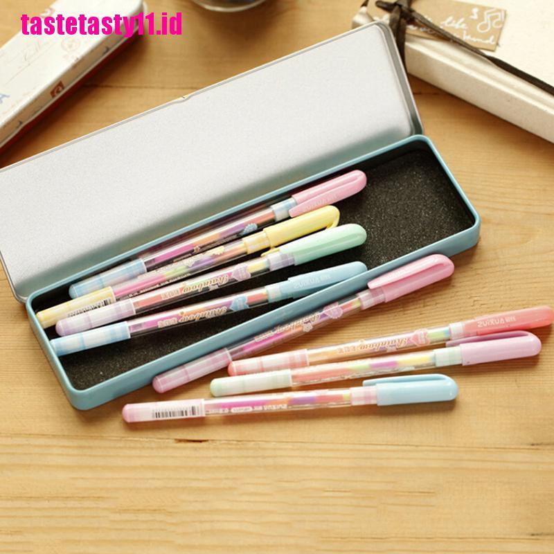 【TTID】2pc Cute Highlighter Pen Marker Stationary Point Pen Ballpen 6 Color