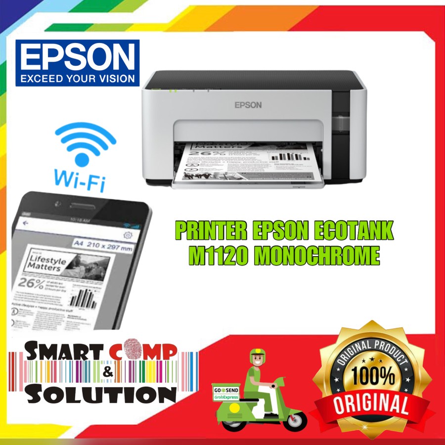 EPSON M1120 Monochrome WiFi Eco Ink Tank - Printer Infus Hitam Putih