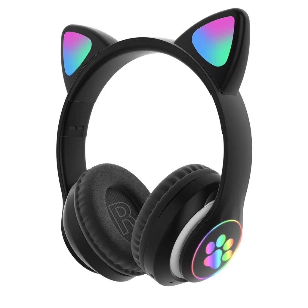 【33LV.ID】2MODEL Headphone bluetooth model telinga kucing lampu led wireless stereo bass BT028C/STN 28