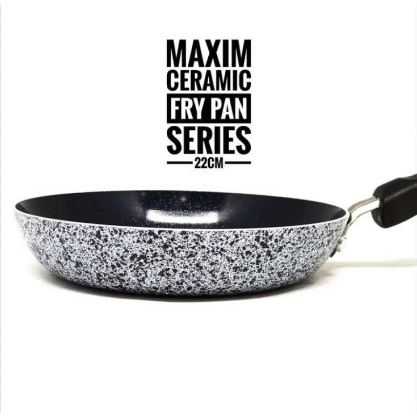 FM - Maxim Neostone Frypan Marble Ceramic 22 cm Wajan | Penggorengan Anti Lengket 22 cm | Wajan Serbaguna