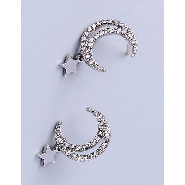 LRC Anting Tusuk Fashion Alloy Diamond Star Star Earrings F91412