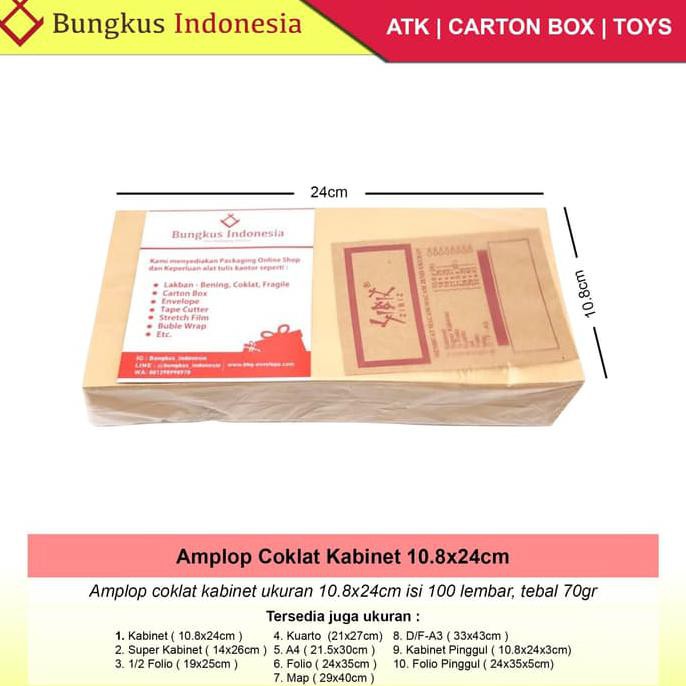 

Amplop Coklat Kabinet 80gr 10.8x24cm isi 100lbr TERPERCAYA