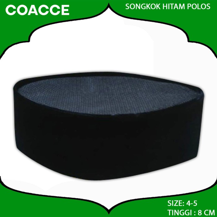 SONGKOK HITAM POLOS FULL AC TINGGI 8CM