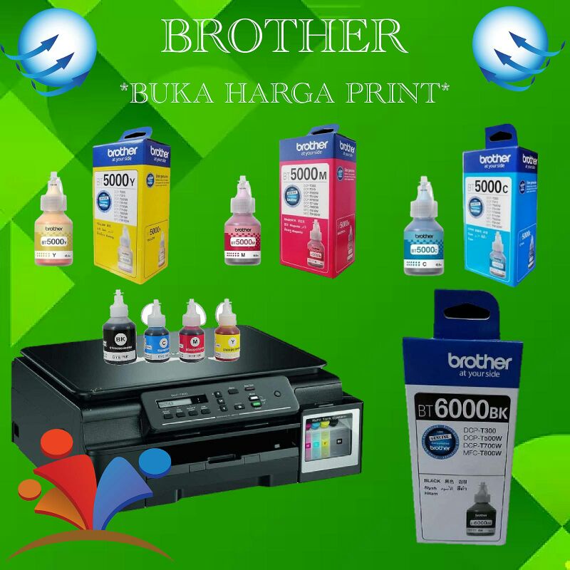 Tinta Refill Brother BT6000Bk BT5000c, m, y Printer Brother DCP-T300 DCP-T500W DCP-T700W MFC-T800W