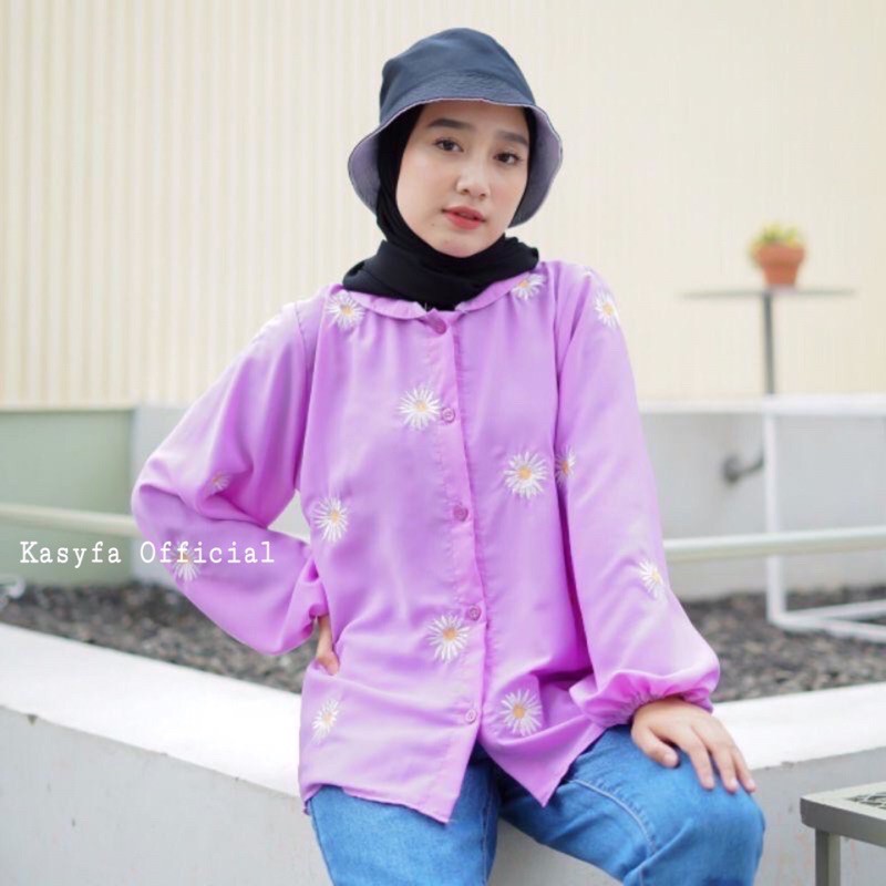 DAISY SUN FLOWER SHIRT TOP BLOUSE // BLOUSE BORDIR BUNGA MATAHARI