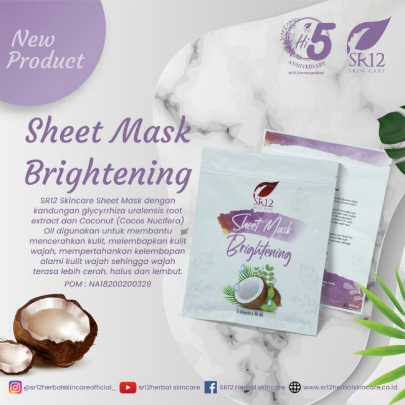 SHEET MASK BRIGHTENING / SHEET MASK / SHEET MASK PENCERAH / MASKER PENCERAH / MASKER WAJAH