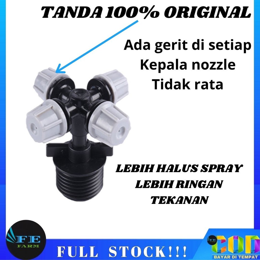 Spuyer Nozzle Sprayer Kabut Embun Kepala 4 Plastik Rumah Walet Kandang Ayam Rumah Jamur Abu FEFARM